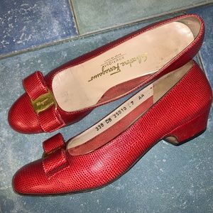 Salvatore Ferragamo Red Vara Bow Pump
